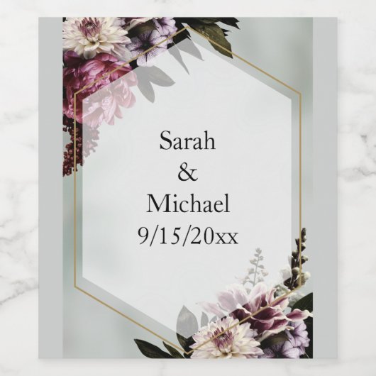 Étiquette Pour Bouteilles De Vin Blush Botanique (Étiquettes simples)