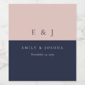 Étiquette Pour Bouteilles De Vin Blush Navy Mariage moderne (Étiquettes simples)