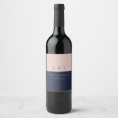 Étiquette Pour Bouteilles De Vin Blush Navy Mariage moderne (Devant)