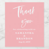 Étiquette Pour Bouteilles De Vin Blush Pink Thank You Wedding  (Étiquettes simples)