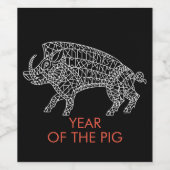 Étiquette Pour Bouteilles De Vin Boar sauvage avec Runes (Étiquettes simples)