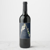 Étiquette Pour Bouteilles De Vin Bohème Bohème Pyramide Flore Blanche Mariage Bleu (Devant)
