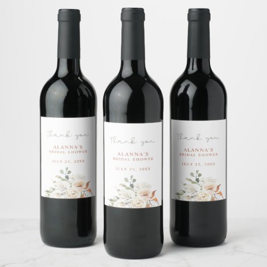 Étiquette Pour Bouteilles De Vin Bohème Floral Neutre (Bouteilles)