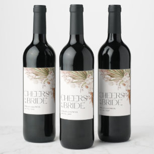 Étiquette Pour Bouteilles De Vin Bohème Floral & Plumes Douche