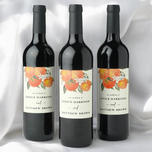 Étiquette Pour Bouteilles De Vin Boho Abstract Sketchy Orange Garden Wedding