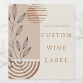 Étiquette Pour Bouteilles De Vin Boho Abstrait contemporain moderne (Étiquettes simples)