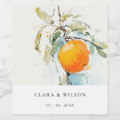 Étiquette Pour Bouteilles De Vin Boho Abstrait Sketchy Orange Garden Mariage (Étiquettes simples)