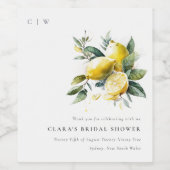 Étiquette Pour Bouteilles De Vin Boho Aquarelle Jardin de Citron Jaune Mariage (Étiquettes simples)