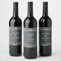 Boho Black Main Tirée Floral Mariage Personnalisé