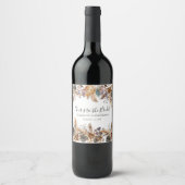 Étiquette Pour Bouteilles De Vin Boho Bleu Brown Botanique Palm Pampas Grass Bride (Devant)