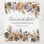 Étiquette Pour Bouteilles De Vin Boho Bleu Marron Botanique Palmier Herbe de Pampa (Étiquettes simples)