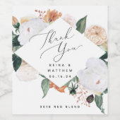 Étiquette Pour Bouteilles De Vin Boho Blooms Merci Mariage personnalisé (Étiquettes simples)