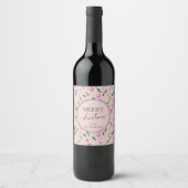 Étiquette Pour Bouteilles De Vin Boho Blush Pink Greenery Noël (Devant)