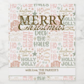 Étiquette Pour Bouteilles De Vin Boho blush sage Joyeux mots de Noël (Étiquettes simples)