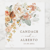 Étiquette Pour Bouteilles De Vin Boho Burnt Orange Jaune Floral Wedding Faveurs (Étiquettes simples)