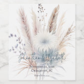 Étiquette Pour Bouteilles De Vin Boho d'hiver Mariage Floral | BLANCHE (Étiquettes simples)