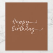 Étiquette Pour Bouteilles De Vin Boho Été Brown Terracotta Branché Joyeux Anniversa (Étiquettes simples)
