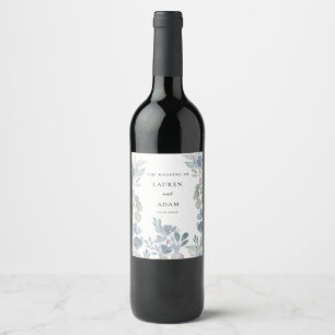 Étiquette Pour Bouteilles De Vin Boho Eucalyptus & Dusty Blue Florals Mariage