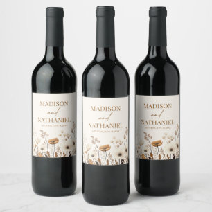 Étiquette Pour Bouteilles De Vin Boho Fleur sauvage Fleur sauvage Floral Jardin Mar