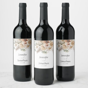 Étiquette Pour Bouteilles De Vin Boho Floral Mariage Personnalisé