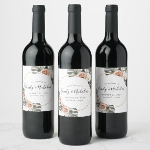 Étiquette Pour Bouteilles De Vin Boho Floral Tropical   Mariage