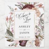 Étiquette Pour Bouteilles De Vin Boho Imaginaire aquarelle Mariage floral (Étiquettes simples)