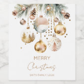 Étiquette Pour Bouteilles De Vin Boho Joyeux Noël vacances pins enneigés (Étiquettes simples)