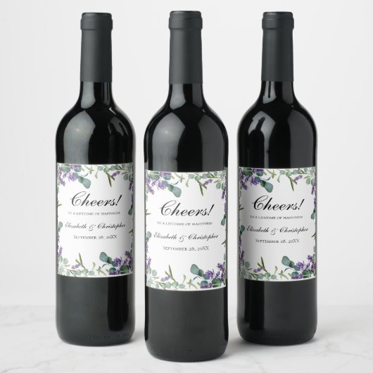Étiquette Pour Bouteilles De Vin Boho Lavender Eucalyptus Mariage (Bouteilles)
