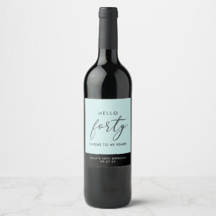 Étiquette Pour Bouteilles De Vin Boho moderne Personnalisé 40e Anniversaire Vin Éti