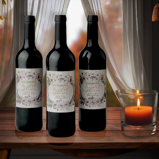 Étiquette Pour Bouteilles De Vin Boho Muted automne Floral Baby Shower