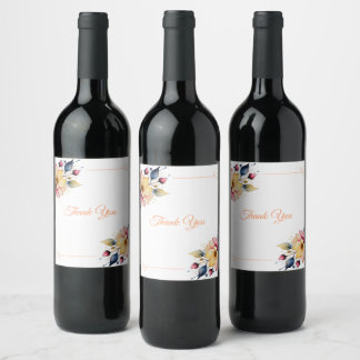 Étiquette Pour Bouteilles De Vin Boho Peachy Floral