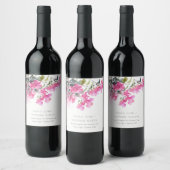 Étiquette Pour Bouteilles De Vin Boho Pink Green Bougainvillea Mariage (Bouteilles)