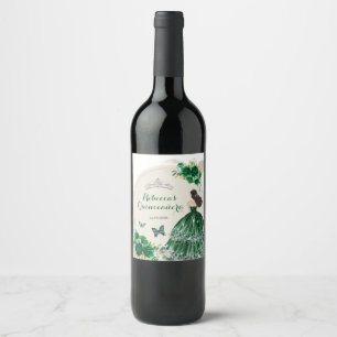 Étiquette Pour Bouteilles De Vin Boho Roses Vert Émeraude Princesa Quinceañera