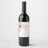 Étiquette Pour Bouteilles De Vin Boho Rouge Rose Fleurs Mariage d'aquarelle (Devant)