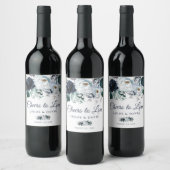 Étiquette Pour Bouteilles De Vin Boho Rustique bleu Floral encourage à l'amour (Bouteilles)