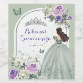 Étiquette Pour Bouteilles De Vin Boho Sage Vert Violet Floral Quinceañera (Étiquettes simples)