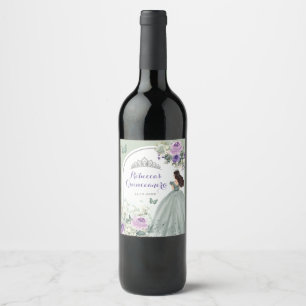 Étiquette Pour Bouteilles De Vin Boho Sage Vert Violet Floral Quinceañera