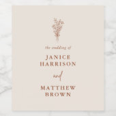 Étiquette Pour Bouteilles De Vin Boho Terracotta brûlé Orange Rustique Mariage (Étiquettes simples)