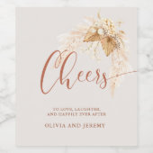 Étiquette Pour Bouteilles De Vin Boho Terracotta Fleurs séchées et Grass Pampas (Étiquettes simples)