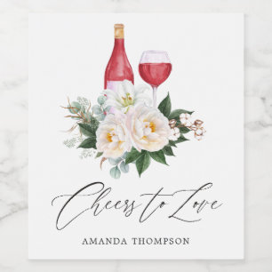 Étiquette Pour Bouteilles De Vin Boho White Floral Vin Dégustation Fête des mariées