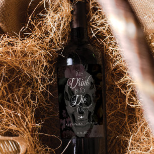 Étiquette Pour Bouteilles De Vin Boire à mourir pour le crâne Mariage gothique d'Ha