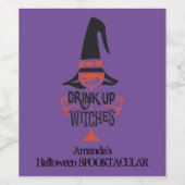 Étiquette Pour Bouteilles De Vin Boire des sorcières violet Halloween (Étiquettes simples)