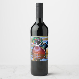 Étiquette Pour Bouteilles De Vin Bois Bouteille De Vin De Canard, Chasse De Canard