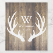 Étiquette Pour Bouteilles De Vin Bois de ferme rustique Bois de cerfs blancs Antler (Étiquettes simples)