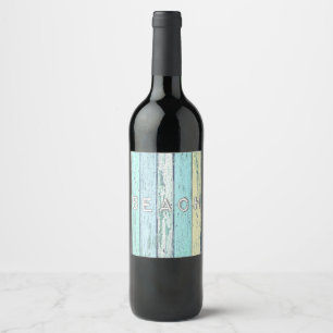 Étiquette Pour Bouteilles De Vin Bois flotté de plage rustique