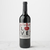 Étiquette Pour Bouteilles De Vin Bois moderne Rustique Saint Valentin AMOUR Coeurs  (Devant)