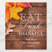 Étiquette Pour Bouteilles De Vin Bois rustique Automne Feuilles de l'érable Thanksg (Étiquettes simples)