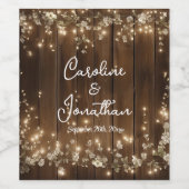 Étiquette Pour Bouteilles De Vin Bois Rustique Chaîne éclaire Blanc Floral Mariage (Étiquettes simples)