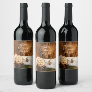 Étiquette Pour Bouteilles De Vin Bois rustique et Mariage en bois de grange
