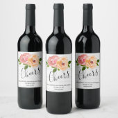 Étiquette Pour Bouteilles De Vin Bois rustique mariage à fleurs en bois (Bouteilles)